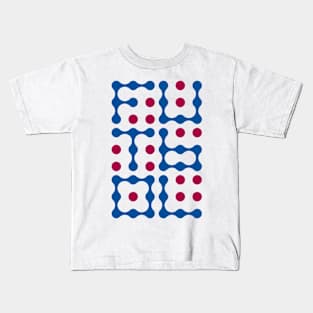 Futbol Metaballs Typography (Blue Red) Kids T-Shirt